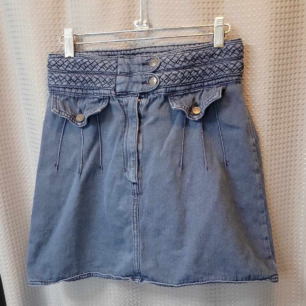 Free People Braided Waistband Denim Jean Skirt Size 4